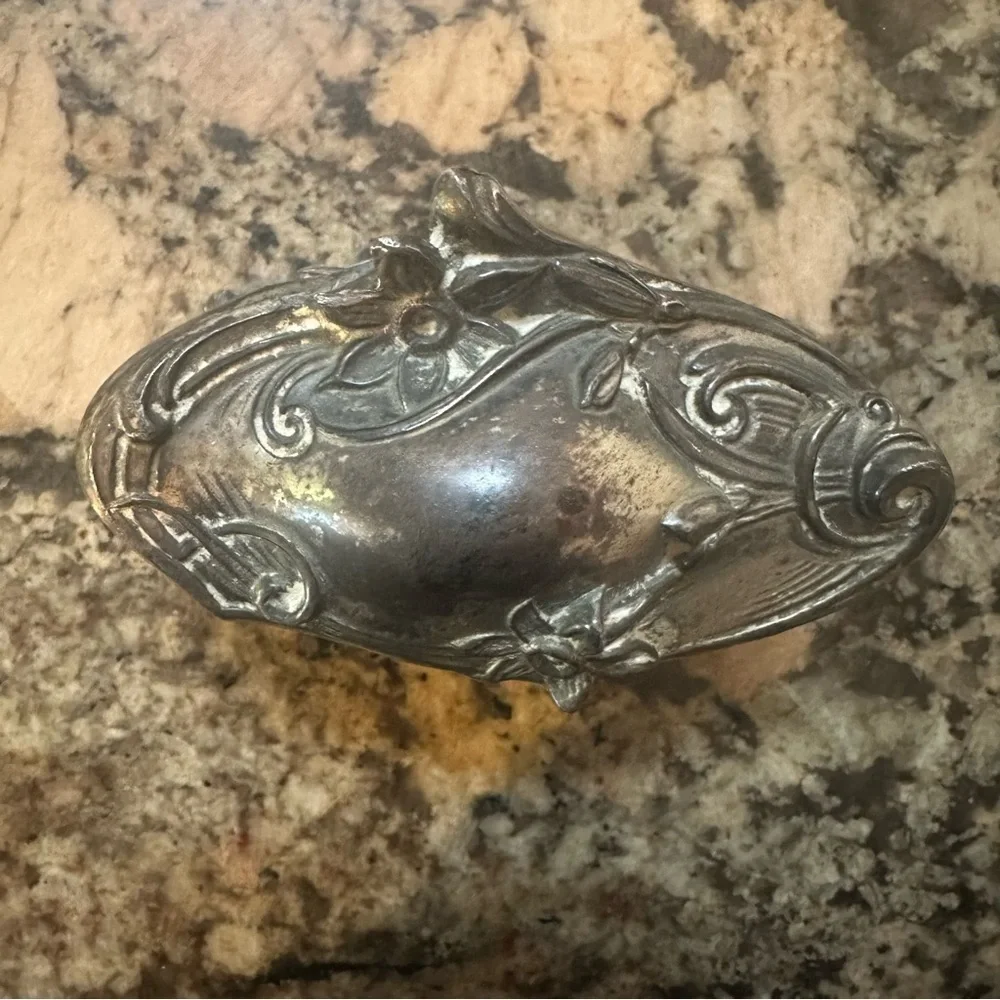 Vintage Silver Jewelry Box with Floral Design